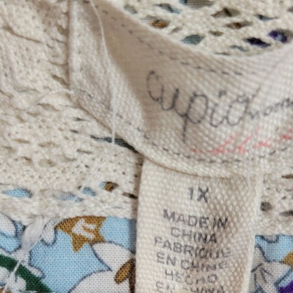 Cupio 1X Women's Tee t-shirt short sleeves Burgundy front pocket V-neck hi-low - Picture 6 of 9